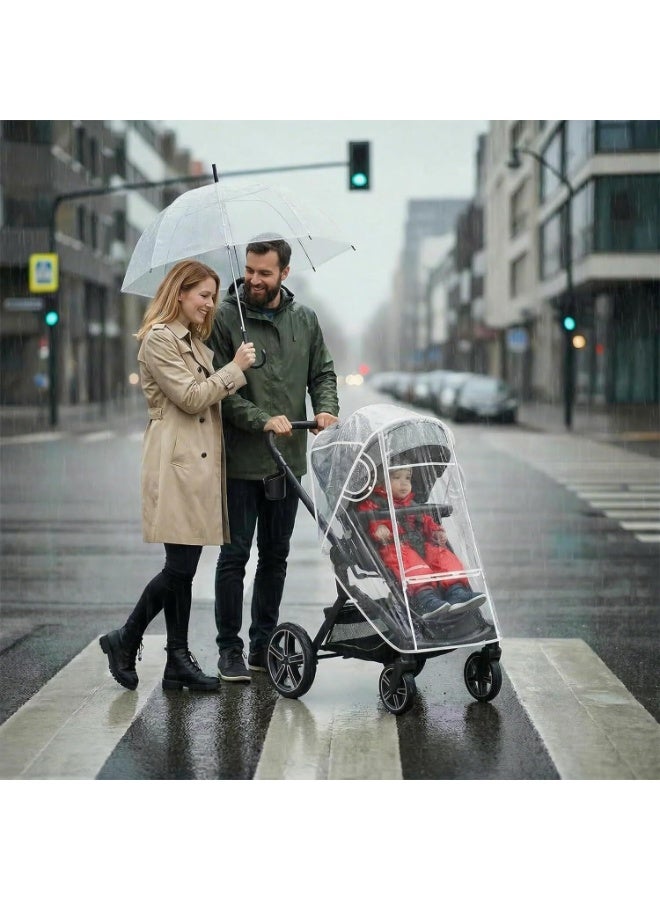LYNLYN Universal Stroller Rain Cover, Waterproof and Windproof Baby Stroller Weather Shield with EVA Half-Open Window, Breathable, Dust and Snow Protection, Travel Accessories - Image 2